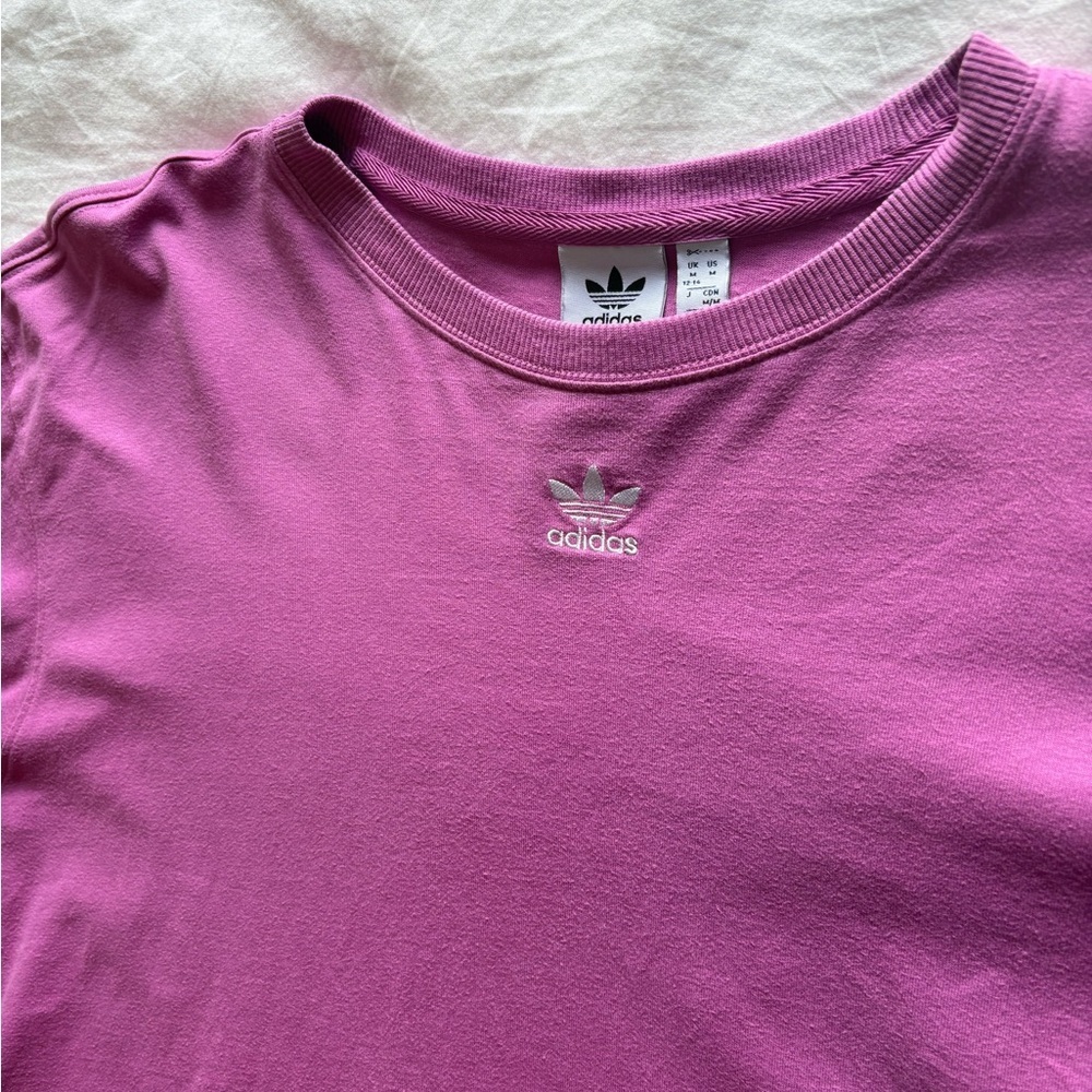 adidas Originals Trefoil Logo Tee | Purple Oversized T-Shirt | Women’s - Picture 2 of 4